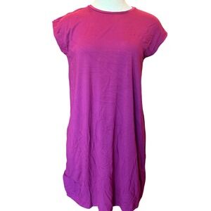 Eileen Fisher Petite Small Viscose Stretch Jersey Shift Dress Magenta Pink NWT